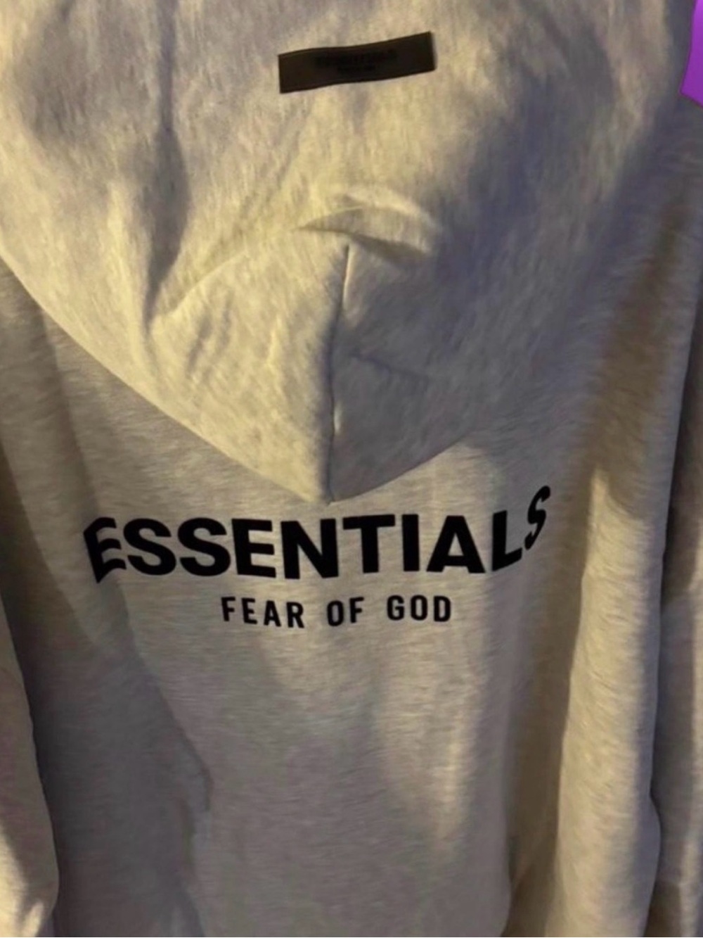 Essentials Fear of God Light Oatmeal Color Way Hoodie with Black Logo